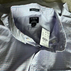 J. Crew Men's Pink and Blue Gingham Shirt